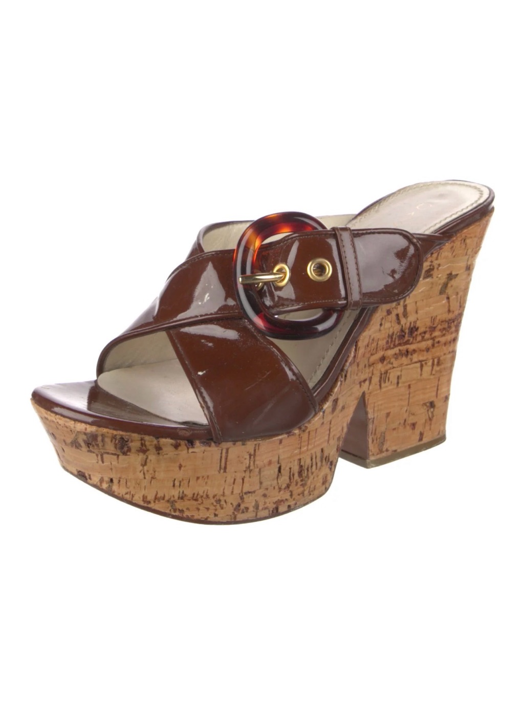 Casadei Gorgeous Patent Leather Platform Slides Size 8 1/2